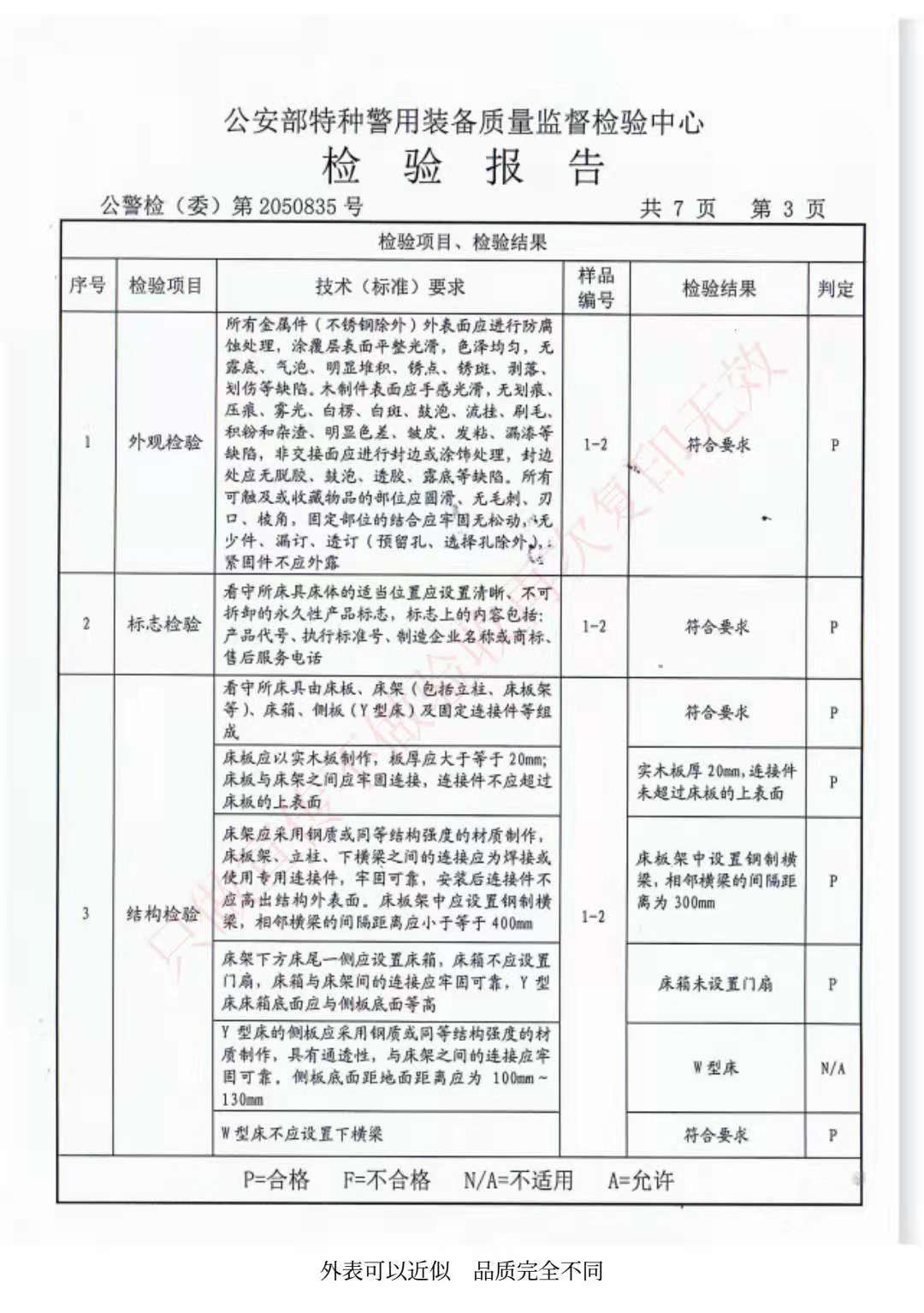 看守所床具檢驗報告