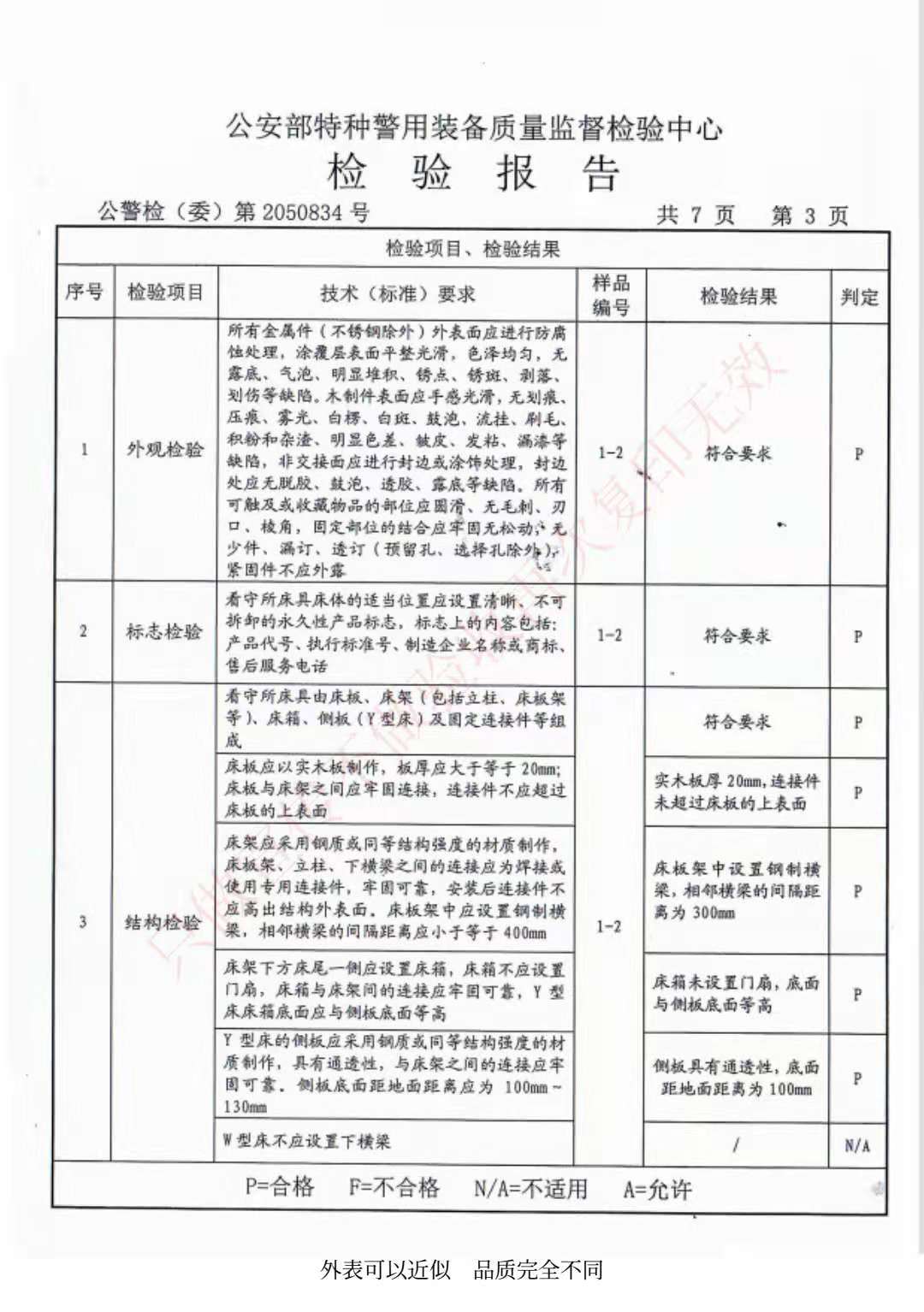 看守所床具檢驗報告